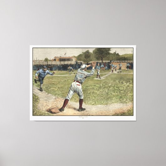 Baseball Player is op de tweede basis uitgevallen Canvas Afdruk (Voorkant)