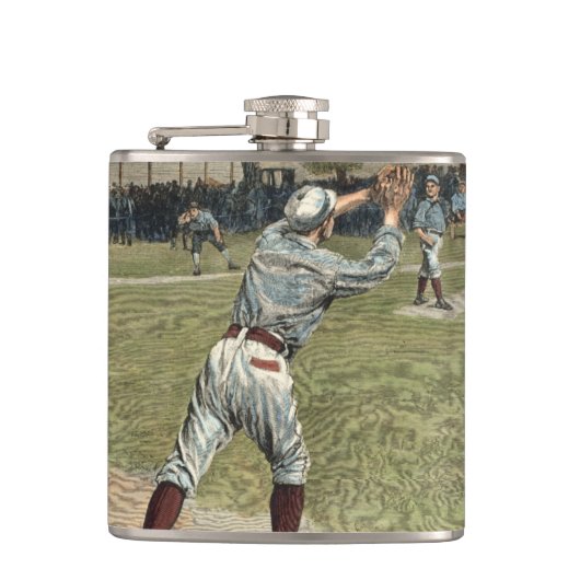 Baseball Player is op de tweede basis uitgevallen Heupfles (Voorkant)