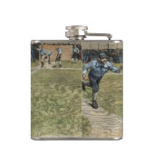 Baseball Player is op de tweede basis uitgevallen Heupfles (Achterkant)