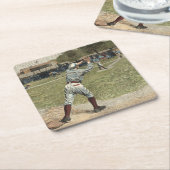 Baseball Player is op de tweede basis uitgevallen Kartonnen Onderzetters (Schuin)