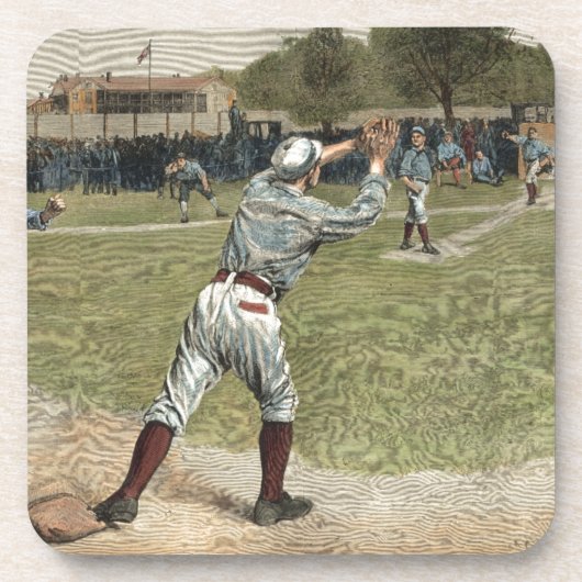 Baseball Player is op de tweede basis uitgevallen Onderzetter (Voorkant)