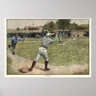 Baseball Player is op de tweede basis uitgevallen Poster