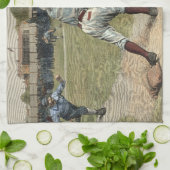 Baseball Player is op de tweede basis uitgevallen Theedoek (Gevouwen)