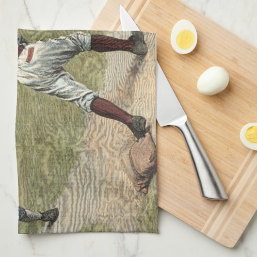 Baseball Player is op de tweede basis uitgevallen Theedoek (Quarter Fold)
