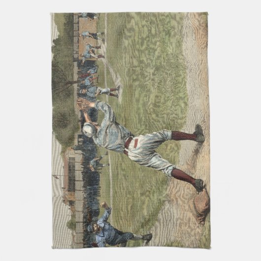 Baseball Player is op de tweede basis uitgevallen Theedoek (Verticaal)