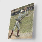 Baseball Player is op de tweede basis uitgevallen Vierkante Klok (Hoek)