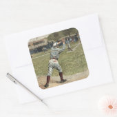 Baseball Player is op de tweede basis uitgevallen Vierkante Sticker (Envelop)
