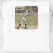 Baseball Player is op de tweede basis uitgevallen Vierkante Sticker (Tas)