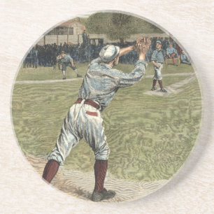 Baseball Player is op de tweede basis uitgevallen Zandsteen Onderzetter