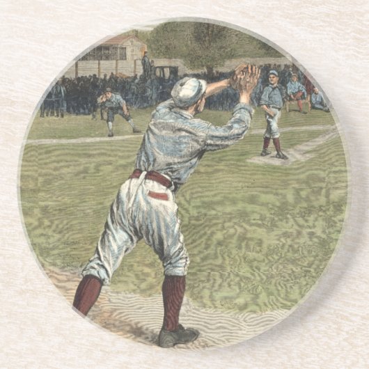 Baseball Player is op de tweede basis uitgevallen Zandsteen Onderzetter (Voorkant)