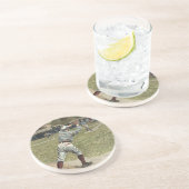 Baseball Player is op de tweede basis uitgevallen Zandsteen Onderzetter (Zijkant)