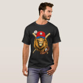 Baseball Player Lion  Pitcher Catcher Baseball Coa T-shirt (Voorkant volledig)