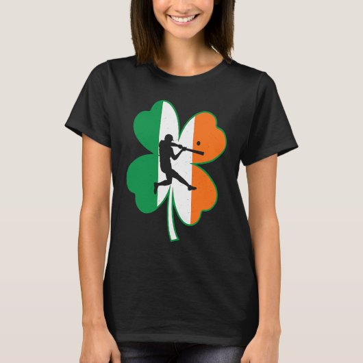 Baseball Player Lucky Shamrock Ireland Flag St Pat T-shirt (Voorkant)