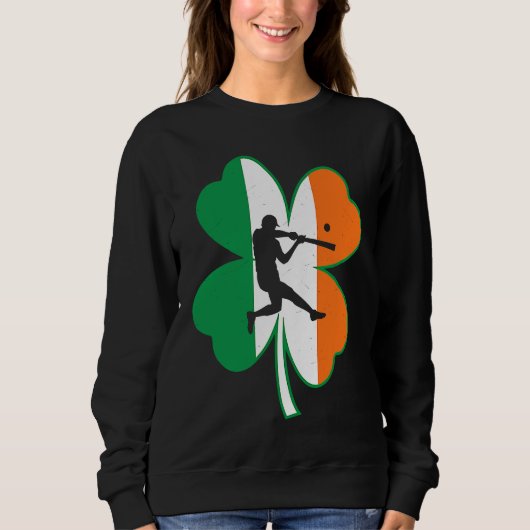Baseball Player Lucky Shamrock Ireland Flag St Pat Trui (Voorkant)