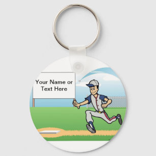 Baseball Player -Mannelijke Cartoon door PrintedPe Sleutelhanger