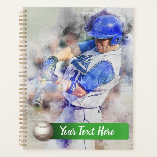 Baseball Player met blauw uniform Planner (Voorkant)