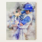 Baseball Player met blauw uniform Planner (Achterkant)