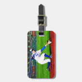 Baseball Player met Jouw naam of monogram Bagagelabel (Voorkant verticaal)