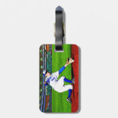Baseball Player met Jouw naam of monogram Bagagelabel (Achterkant verticaal)