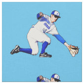 Baseball Player met Jouw naam of monogram Stof (Close Up)