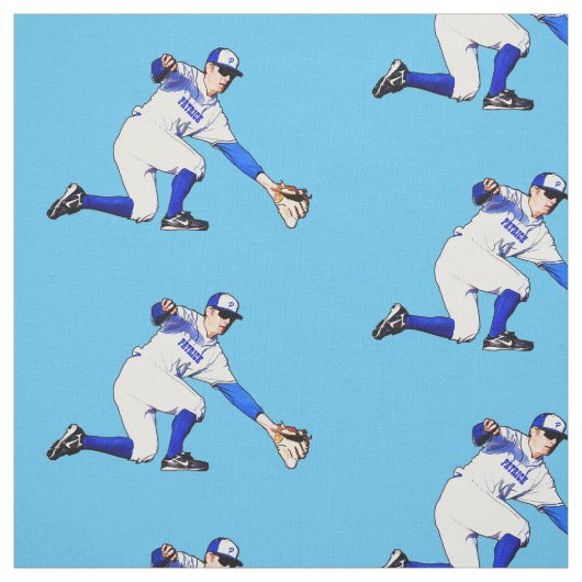 Baseball Player met Jouw naam of monogram Stof (Swatch)