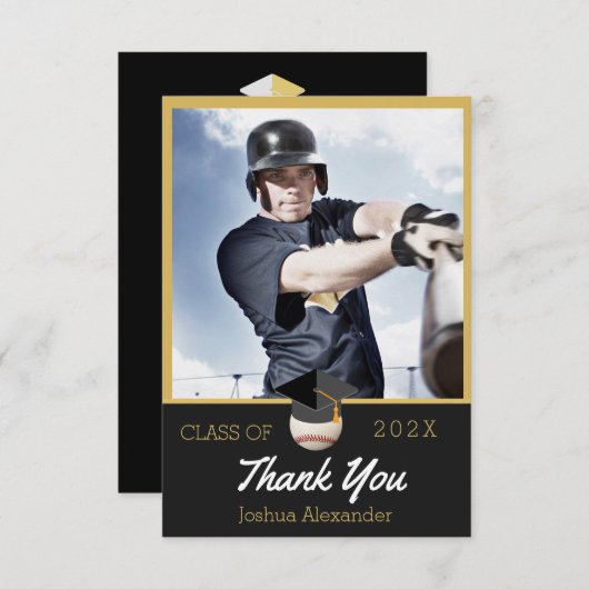 Baseball player Modern Photo afstuderen class Bedankkaart (Voorkant / Achterkant)