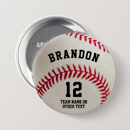 Baseball Player Name Number Parent Ronde Button 7,6 Cm (Voorkant /achterkant)