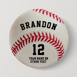Baseball Player Name Number Parent Ronde Button 7,6 Cm