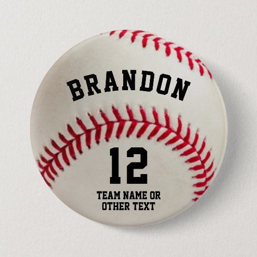 Baseball Player Name Number Parent Ronde Button 7,6 Cm (Voorkant)