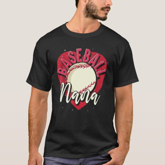 Baseball Player Nana Grandma Heart Mothers Day Bas T-shirt (Voorkant)