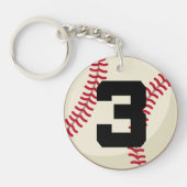 Baseball Player Number 3 Sportbal Gift Sleutelhanger (Voorkant)