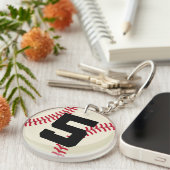 Baseball Player Number 5 Sportbal Gift Sleutelhanger (Voorkant Rechts)
