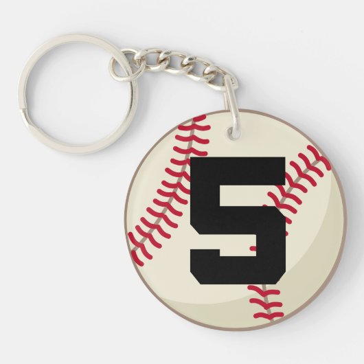 Baseball Player Number 5 Sportbal Gift Sleutelhanger (Voorkant)