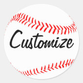 Baseball Player of Team Custom Text Sports Party Ronde Sticker (Voorkant)