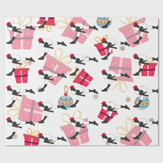 Baseball Player op kerstcadeau Cadeaupapier (Vlak)