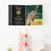 Baseball Player Photo Black Afstuderen Spandoek (Insitu)