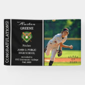 Baseball Player Photo Black Afstuderen Spandoek (Horizontaal)