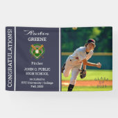 Baseball Player Photo Blue Afstuderen Spandoek (Horizontaal)
