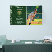 Baseball Player Photo Green Afstuderen Spandoek (Beurs)