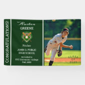 Baseball Player Photo Green Afstuderen Spandoek (Horizontaal)