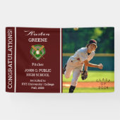Baseball Player Photo Maroon Afstuderen Spandoek (Horizontaal)