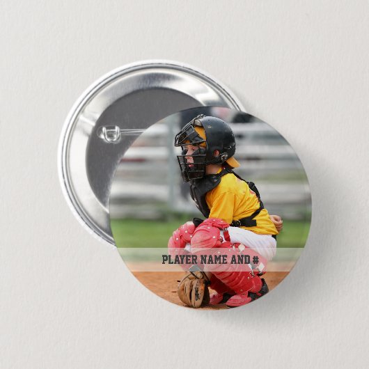 Baseball Player Photo Name Number Personated Ronde Button 5,7 Cm (Voorkant /achterkant)