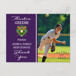 Baseball Player Photo Paars Afstuderen Hartelijk d Briefkaart