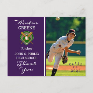 Baseball Player Photo Paars Afstuderen Hartelijk d Briefkaart