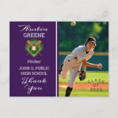 Baseball Player Photo Paars Afstuderen Hartelijk d Briefkaart (Voorkant)