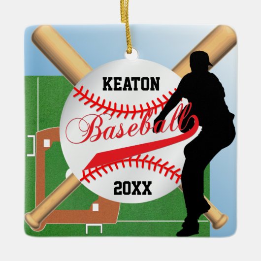 Baseball ⚾ Player (Pitcher) Keramisch Ornament (Voorkant)