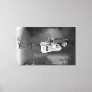 Baseball Player Portrait holding Bat Canvas Afdruk