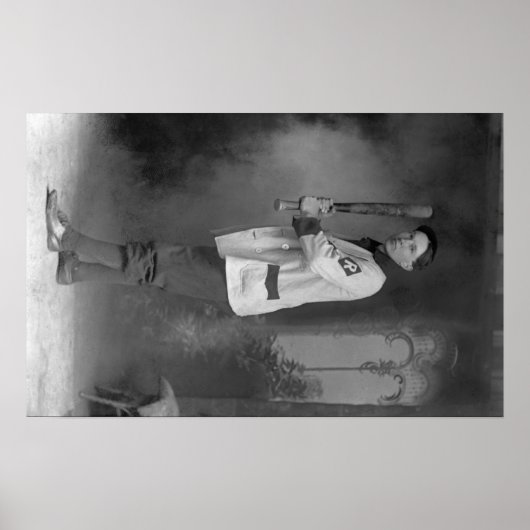 Baseball Player Portrait holding Bat Poster (Voorkant)