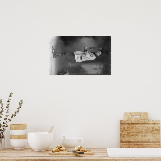 Baseball Player Portrait holding Bat Poster (Keuken)