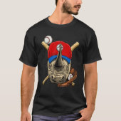 Baseball Player Rhinoceros Pitcher Catcher Basebal T-shirt (Voorkant)
